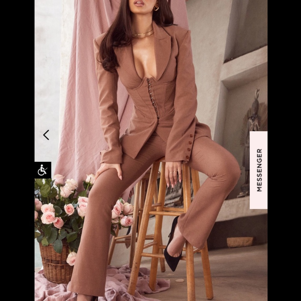 House of CB Noelani tailored cocoa trousers